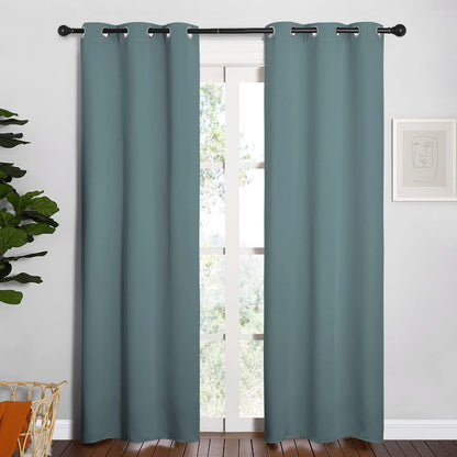 NICETOWN Halloween Pitch Black Solid Thermal Insulated Grommet Blackout Curtains/Drapes for Bedroom Window (2 Panels, 42 inches Wide by 63 inches Long, Black) - Colors C