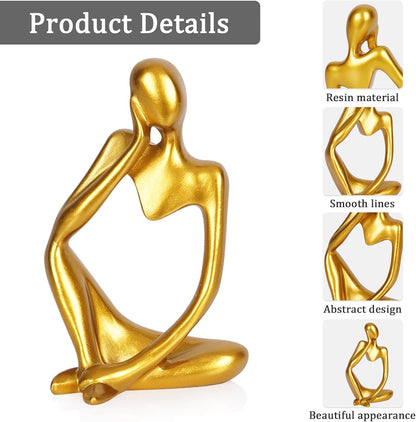 Sandstone Resin Thinker Style Abstract Sculpture Statue Collectible Figurines Home Office Bookshelf Desktop Decor(Small Sandstone,Left)