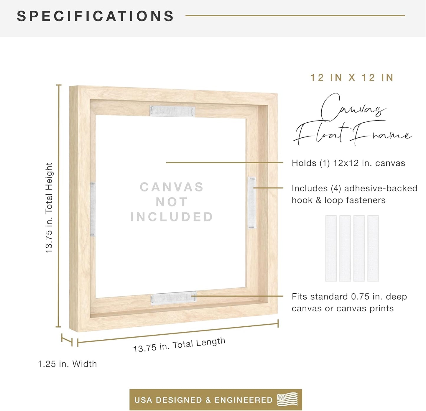 MCS Canvas Float Frames 8x10 Frame, Black Frame for Finished Canvases, Vertical & Horizontal Wall Hanging Frame with Adhesive for Canvas Paintings (1-Pack)