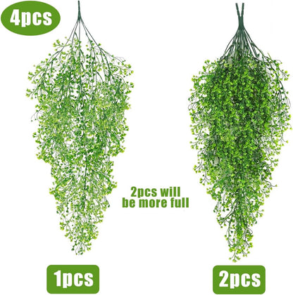 RECUTMS Fake Hanging Plants Artificial Ferns for Outdoor Hanging Faux Plants Vine Ivy Faux Fern Hanging Vines Wall Plants for Home Garden Party Wedding Decor (White 4P)