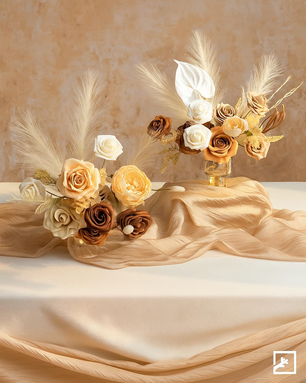 ZIFTY 7-Pcs 38"/3.1FT Faux Pampas Grass Large Tall Fluffy Artificial Fake Flower Bedroom Decor Boho Decor Bulrush Reed Grass for Vase Filler Farmhouse Home Wedding Decor (Beige Mixed)