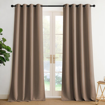 NICETOWN Halloween Pitch Black Solid Thermal Insulated Grommet Blackout Curtains/Drapes for Bedroom Window (2 Panels, 42 inches Wide by 63 inches Long, Black) - Colors D