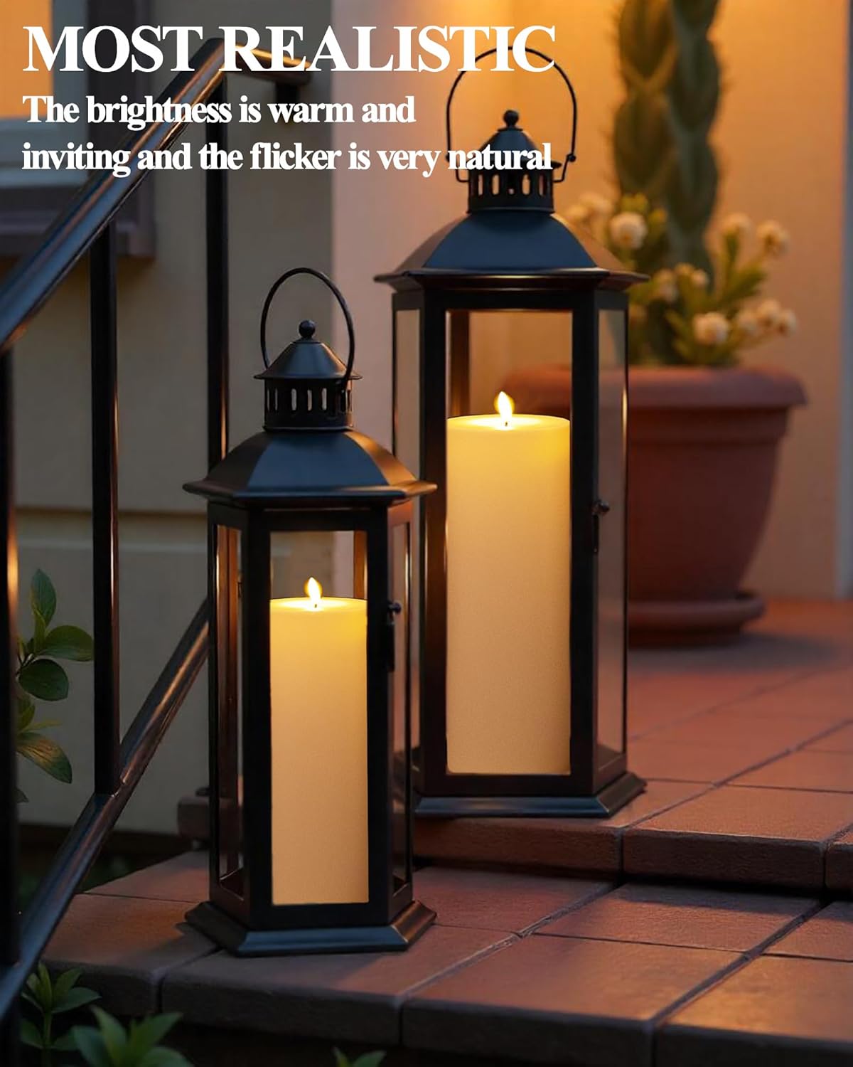 Gmnee 3"x4" Outdoor Waterproof Flameless Candles with Remote and Timers, LED Candles, Battery Operated Candles, Electric Fake Pillar Candles for Patio, Porch, and Lanterns Decor (Ivory, Plastic)