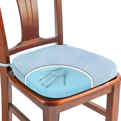 SINOSSO 1 Pack Memory Foam Chair Cushions for Dining Chair, Friendly Woven Fabric 16" U-Shape Comfortable Kitchen Chair Pad, Removable Slip Resistant Seat Cushion (1 Piece, Blue)