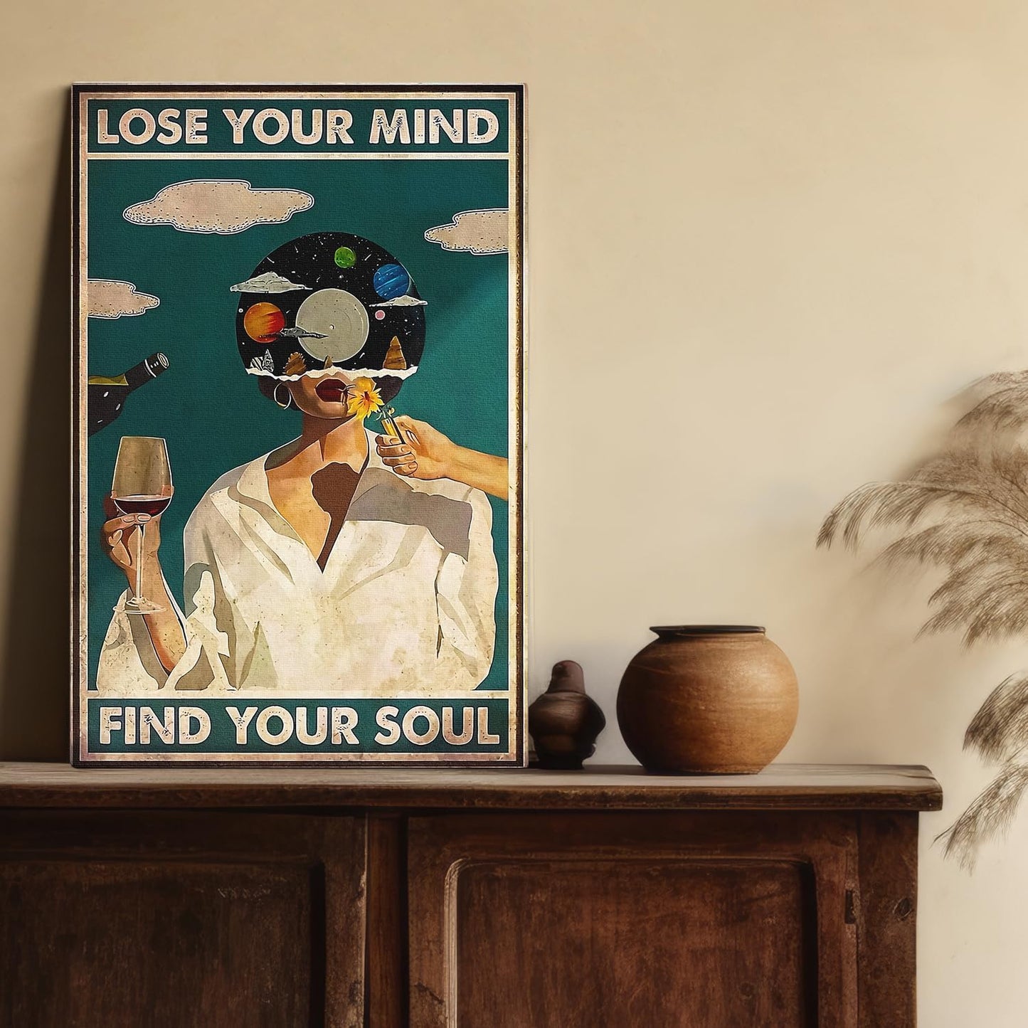 DIHSIEG 12x16 Canvas Wall Art funny bathroom wall art Print Poster Vintage Poster Frameless Floral Can be hung on the Wall Heal Your Heart poster Wall Art Canvas