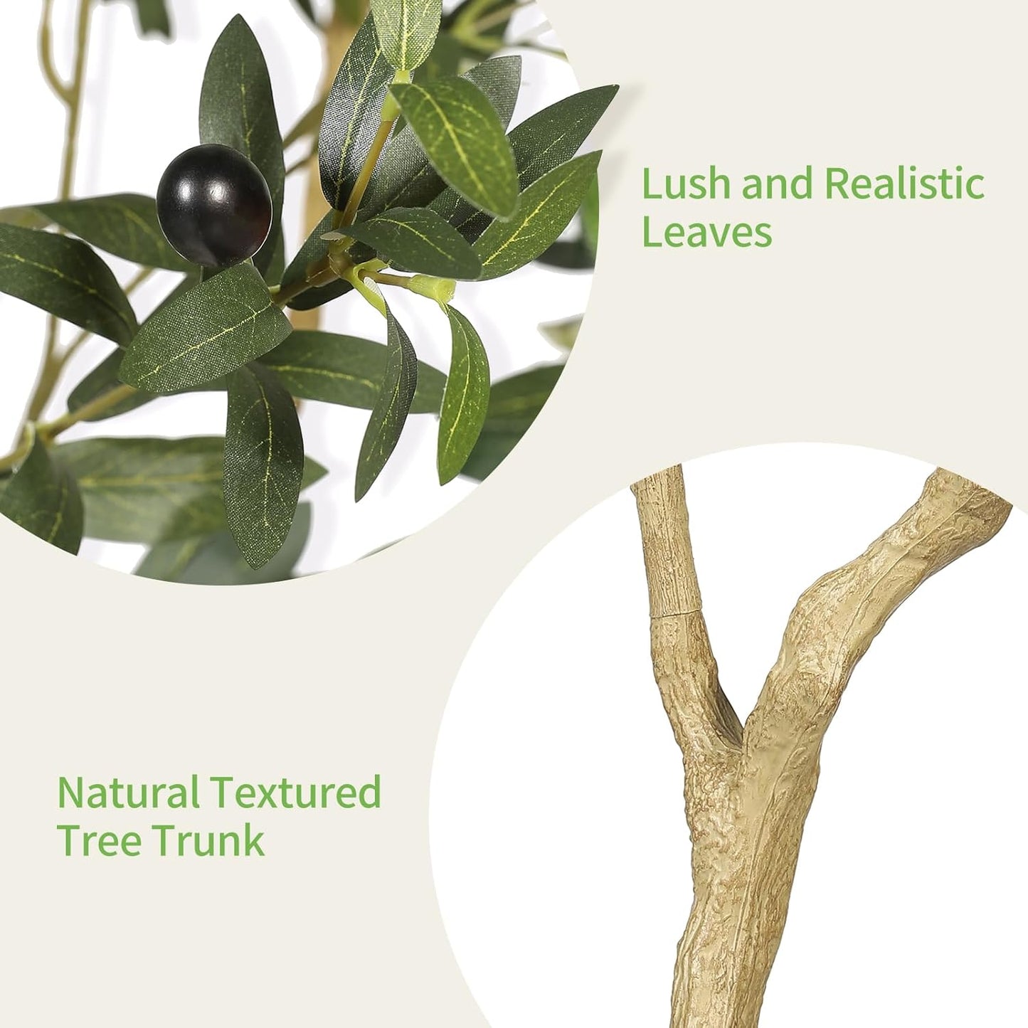 Realead 6ft Artificial Olive Tree with Tall Exquisite Planter - Realistic Faux Olive Tree with Thick Trunk and Lifelike Fruits - Large Fake Olive Tree for Home Office Decor