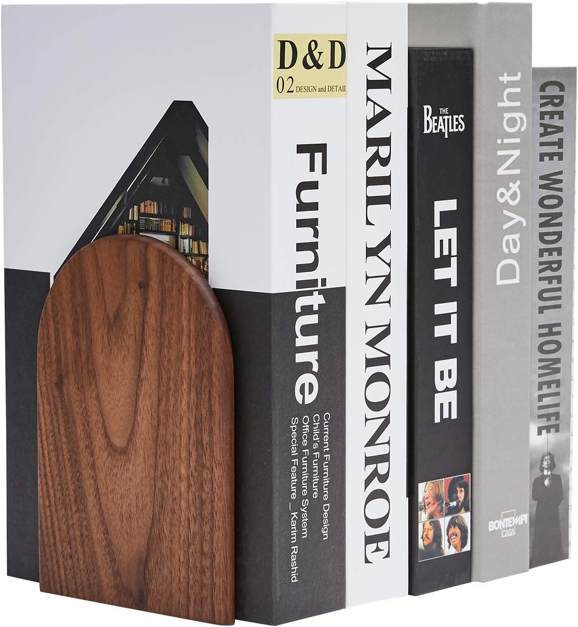 Pandapark Wood,Non-Skid Bookend for Shelves,Heavy Duty,Book Stand for CDs,1 Pair