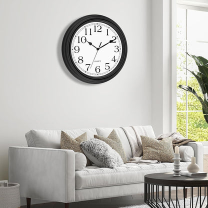 Foxtop Retro Silent Non-Ticking Round Classic Clock Quartz Decorative Battery Operated Wall Clock for Living Room Kitchen Home Office 12 Inch (Bronze)