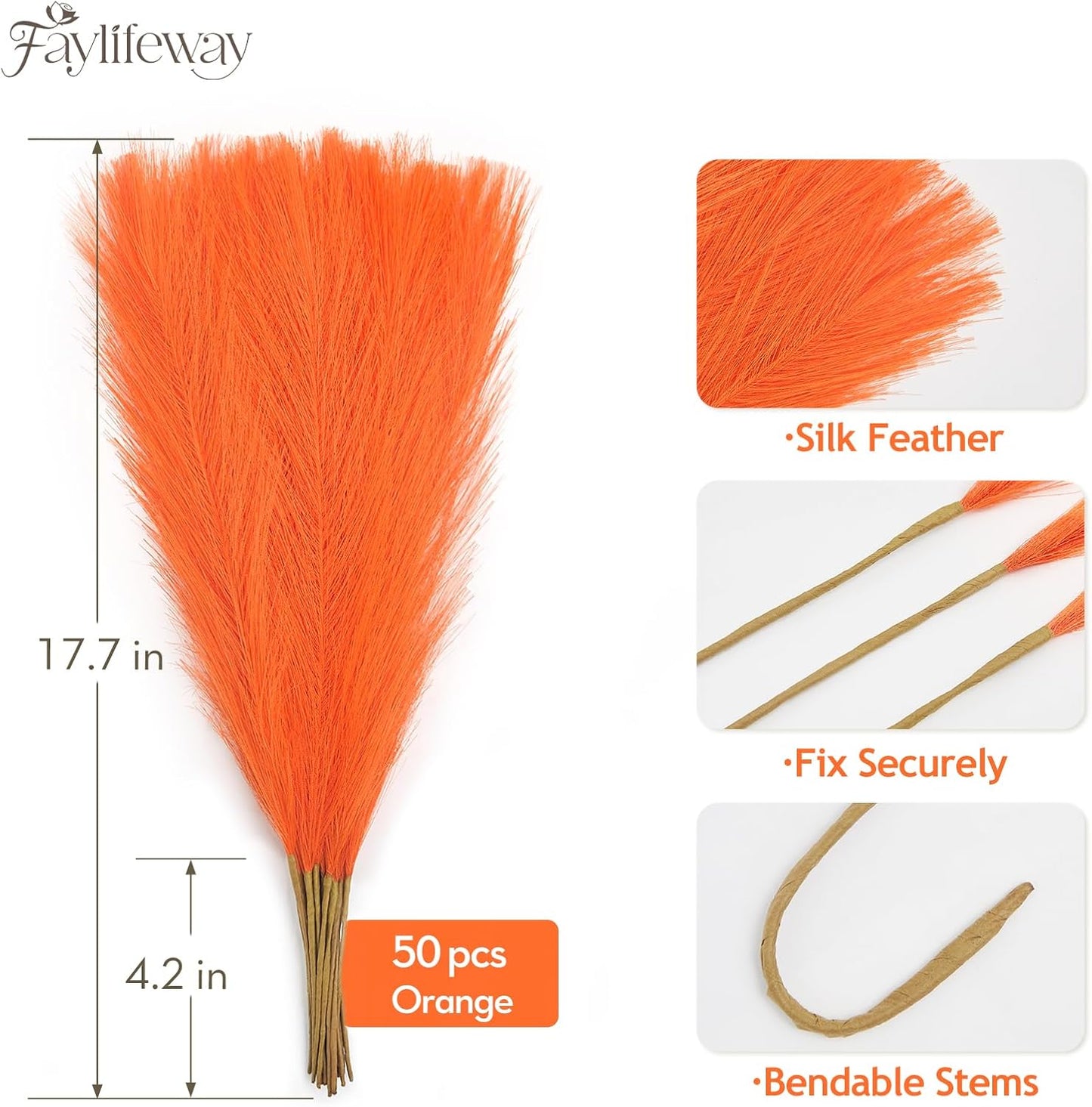 50pcs Pampas Grass 17in for Living Room Decor, Blush Pink Pampas Grass Decor, Fluffy Pink Flowers for Home Birthday Bathroom Baby Shower Wall Bow Decor(Blush & Cream & Pink)