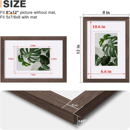 Egofine 8x10 Picture Frames Set of 4, Made of Solid Wood Covered by Plexiglass 4x6 and 5x7 with Mat or 8x10 without Mat, for Table Top Display and Wall Mounting Photo Frame Black