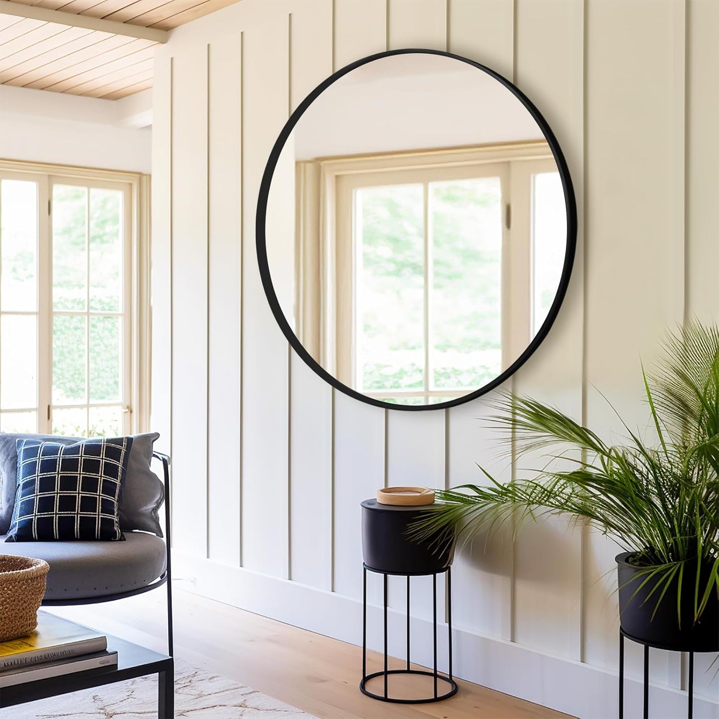 Fabuday Black Circle Mirror for Wall 20 inch - Round Mirrors for Bathroom, Entryway, Living Room, Hallway, Bedroom Decor, Small Matte Framed