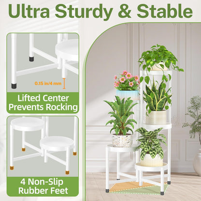 iDavosic.ly Plant Stand Indoor Outdoor, 5 Tier Corner Metal Flower Display Holder Shelf, Folding Tall Orchid Rack for Patio Balcony Porch Garden Living Room House, Black