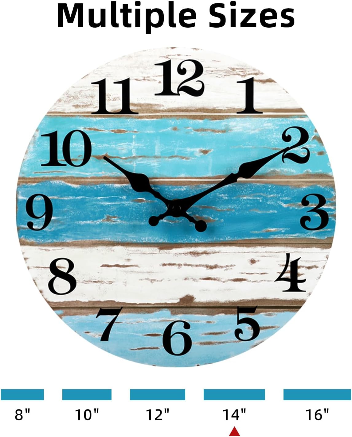 CHYLIN Wall Clock, Silent Non Ticking Battery Operated, Rustic Coastal Country Clock Decorative for Bathroom Kitchen Bedroom 8