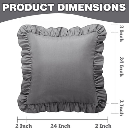 KKJIAF Ruffle Pillow Cases 26x26 Inches, White Square Ruffled Pillow Covers Set of 2, Microfiber Wrinkle Resistant Pillow Shams with Envelope Closure for Sofa Bed Living Room