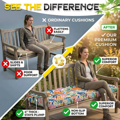 Outdoor Bench Cushion, Tufted Patio Seat Pad for Garden Bench, Porch Swing, Indoor/Outoor Furniture (Blue, 48X18X4 inch)