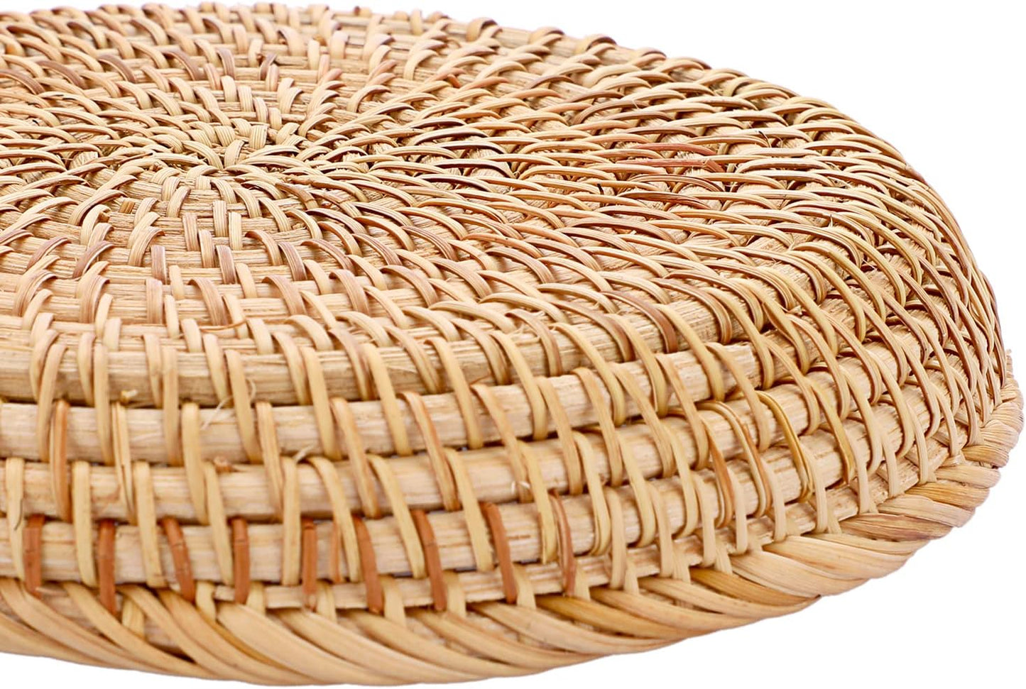 Hipiwe Small Key Basket Bowl for Entryway 7.6" Round Woven Wicker Basket Fruit Serving Tray Woven Basket Wall Decor Rattan Organizer Basket for Keys, Wallet,Whitewash
