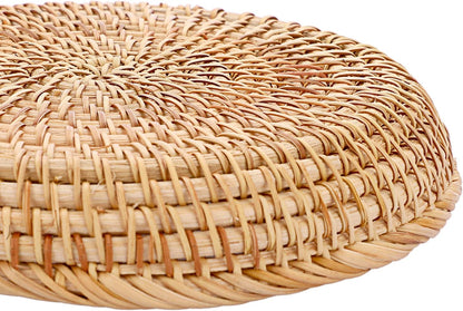 Hipiwe Small Key Basket Bowl for Entryway 7.6" Round Woven Wicker Basket Fruit Serving Tray Woven Basket Wall Decor Rattan Organizer Basket for Keys, Wallet,Whitewash