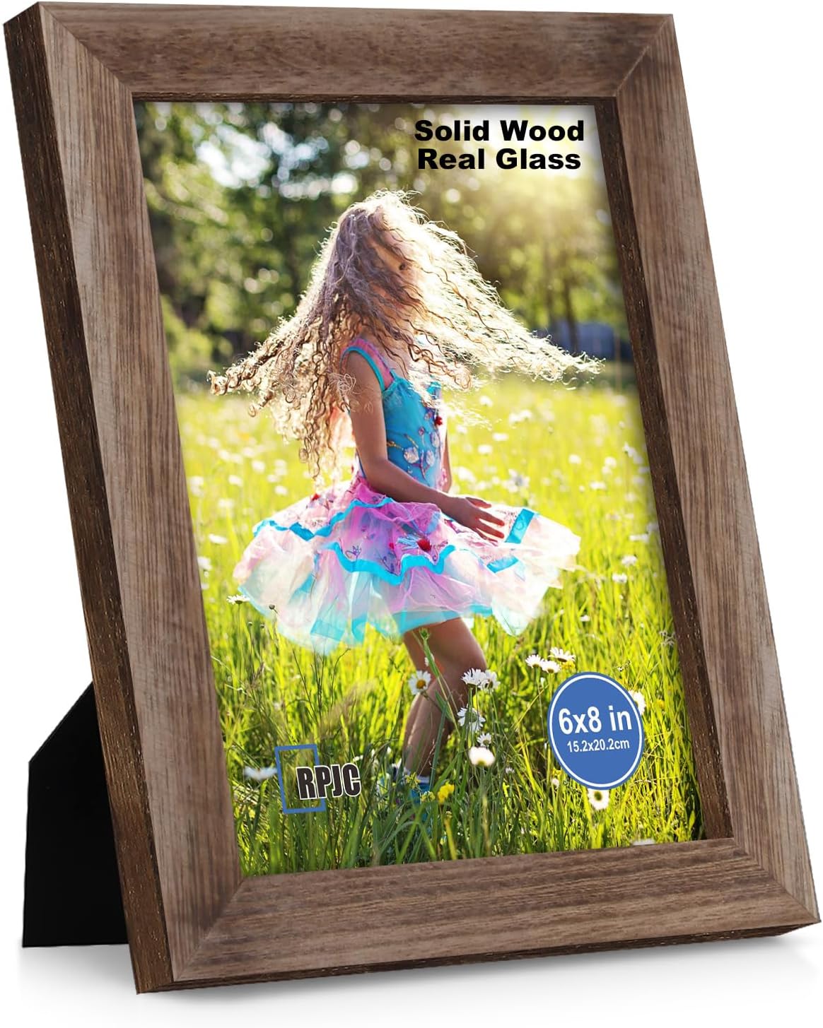 RPJC 5x7 Picture Frames Made of Solid Wood High Definition Glass for Table Top Display and Wall Mounting Photo Frame Black