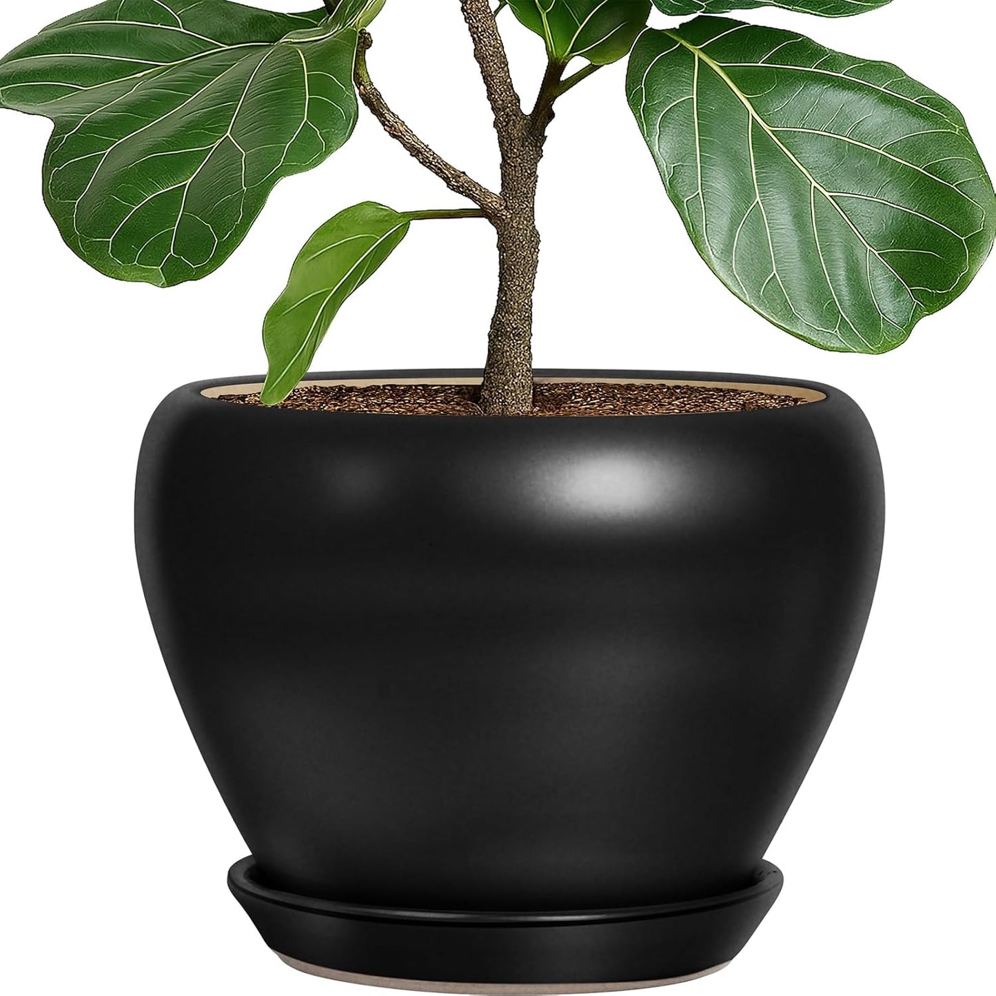 Deep Dream 6 Inch Plant Pots- Ceramic Planter Pot with Drainage Hole and Saucer, Round Flower Pot for Indoor Outdoor Succulent, Snake Plants and Cactus, Blue
