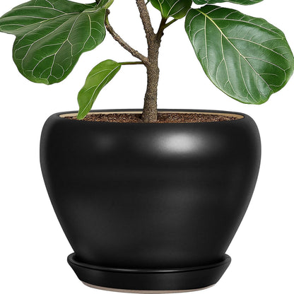Deep Dream 6 Inch Plant Pots- Ceramic Planter Pot with Drainage Hole and Saucer, Round Flower Pot for Indoor Outdoor Succulent, Snake Plants and Cactus, Blue