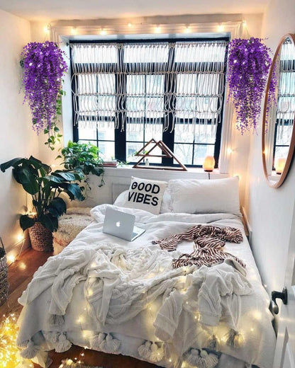 RECUTMS Artificial Hanging Plants Fake Hanging Plant Faux Eucalyptus Leaf Greenery Vine Outdoor UV Resistant Plastic Plants Home Garden Wedding Party Indoor Outdoor Decorations(White)