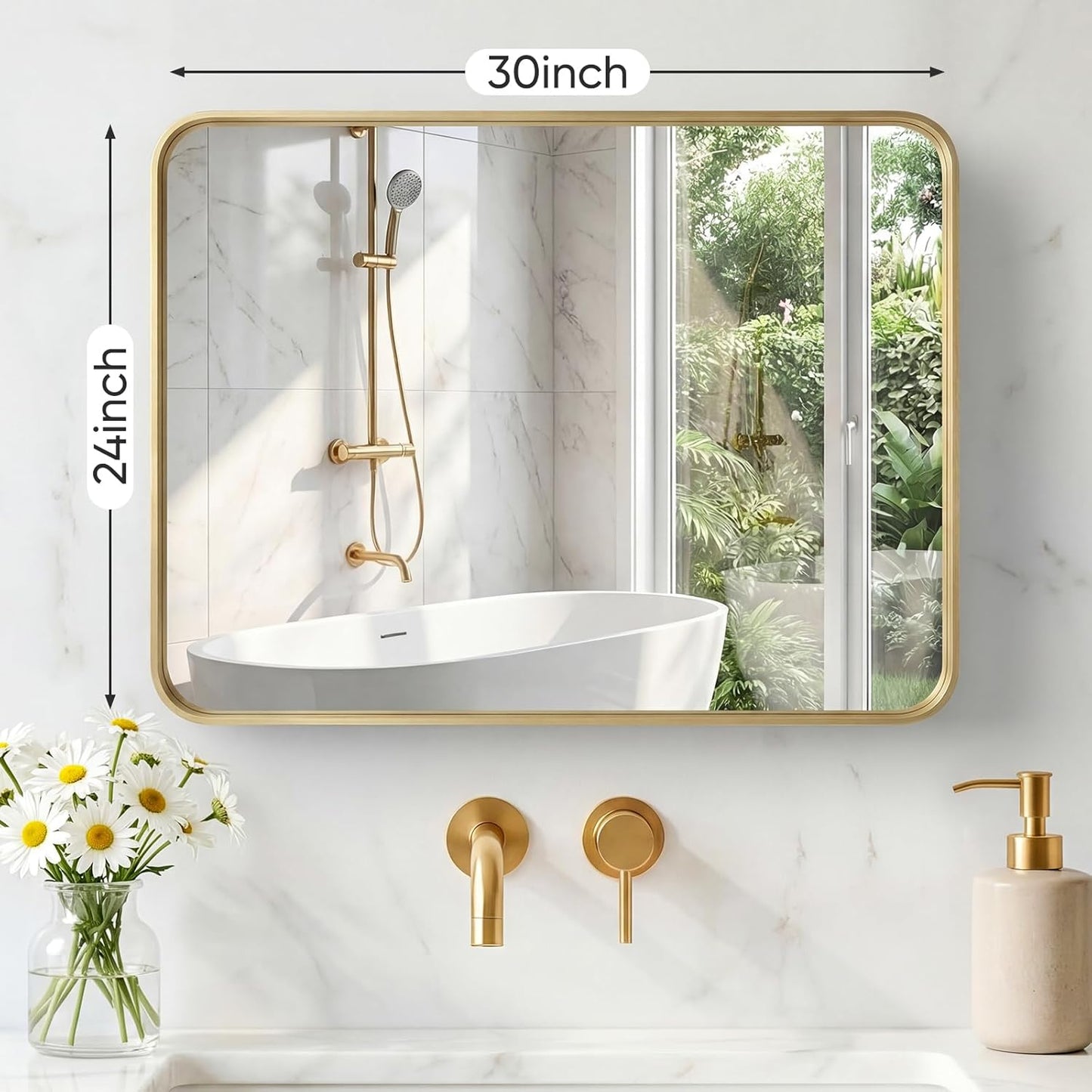 NEWBULIG Gold Round Wall Mirror 36 Inch, Bathroom Mirrors for Over Sink, Wall Decor for Bathroom, Entryway, Bedroom, Vanity
