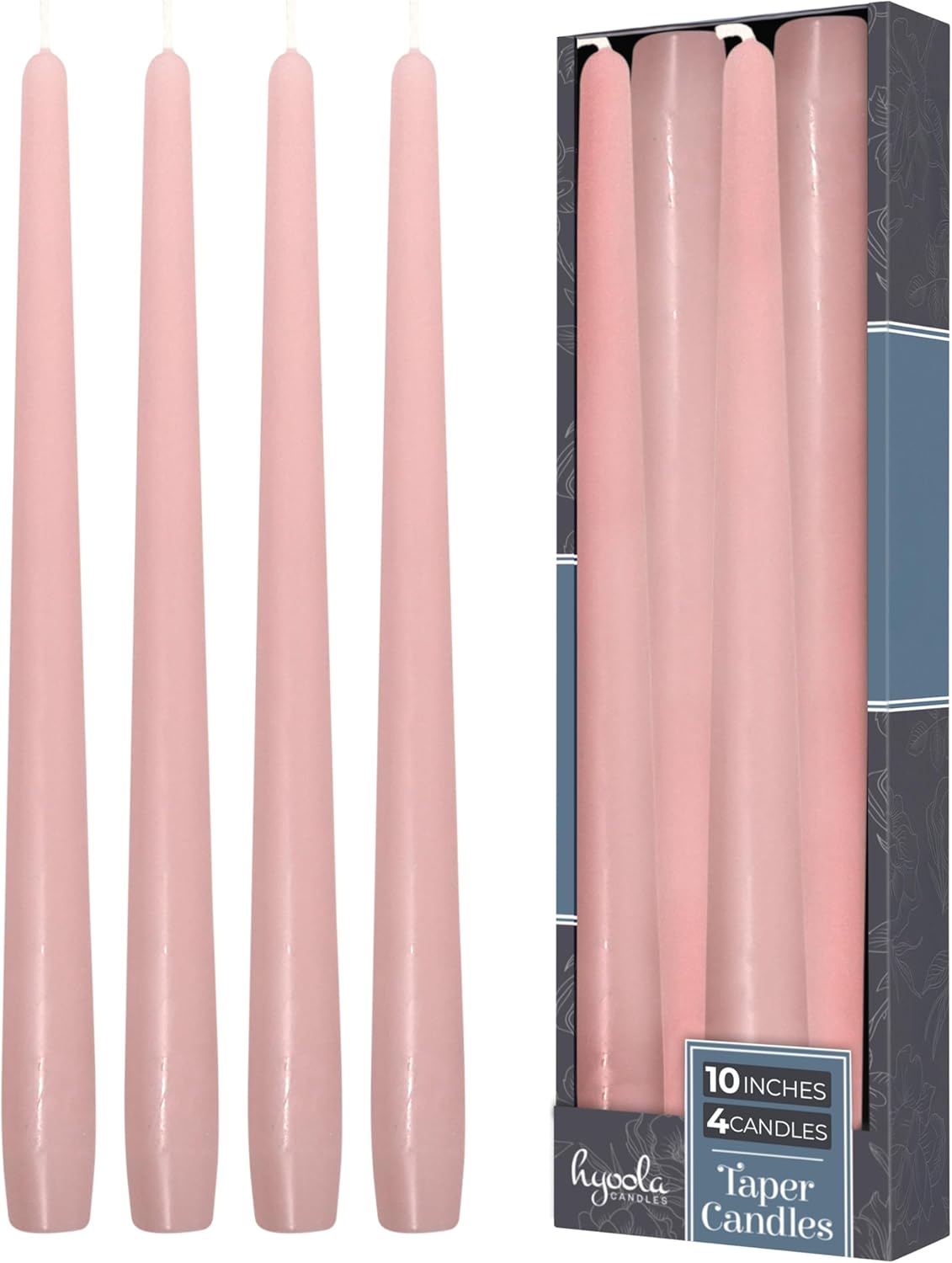 Hyoola Tall Taper Candles - 10 Inch Metallic Gold Unscented Dripless Taper Candles - 8 Hour Burn Time - 4 Pack