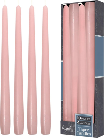 Hyoola Tall Taper Candles - 10 Inch Metallic Gold Unscented Dripless Taper Candles - 8 Hour Burn Time - 4 Pack