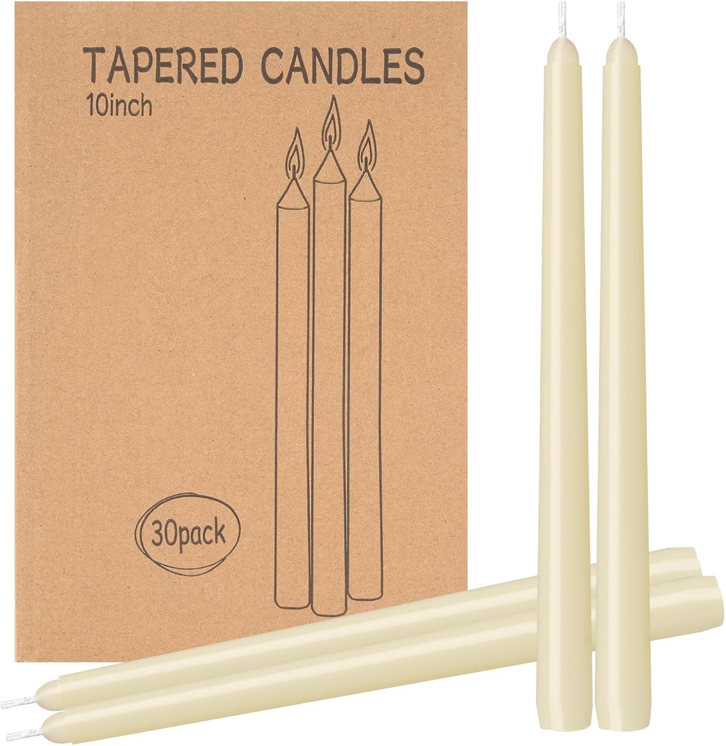 4 Pack Ivory Taper Candles - Taper Candles 10 Inch Dripless, Smokeless & Unscented - 8 Hours Long Burning - Hand Poured Tall Candlesticks - Ideal for Weddings, Dinner Parties, and Home Decor