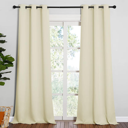 NICETOWN Halloween Pitch Black Solid Thermal Insulated Grommet Blackout Curtains/Drapes for Bedroom Window (2 Panels, 42 inches Wide by 63 inches Long, Black) - Colors C