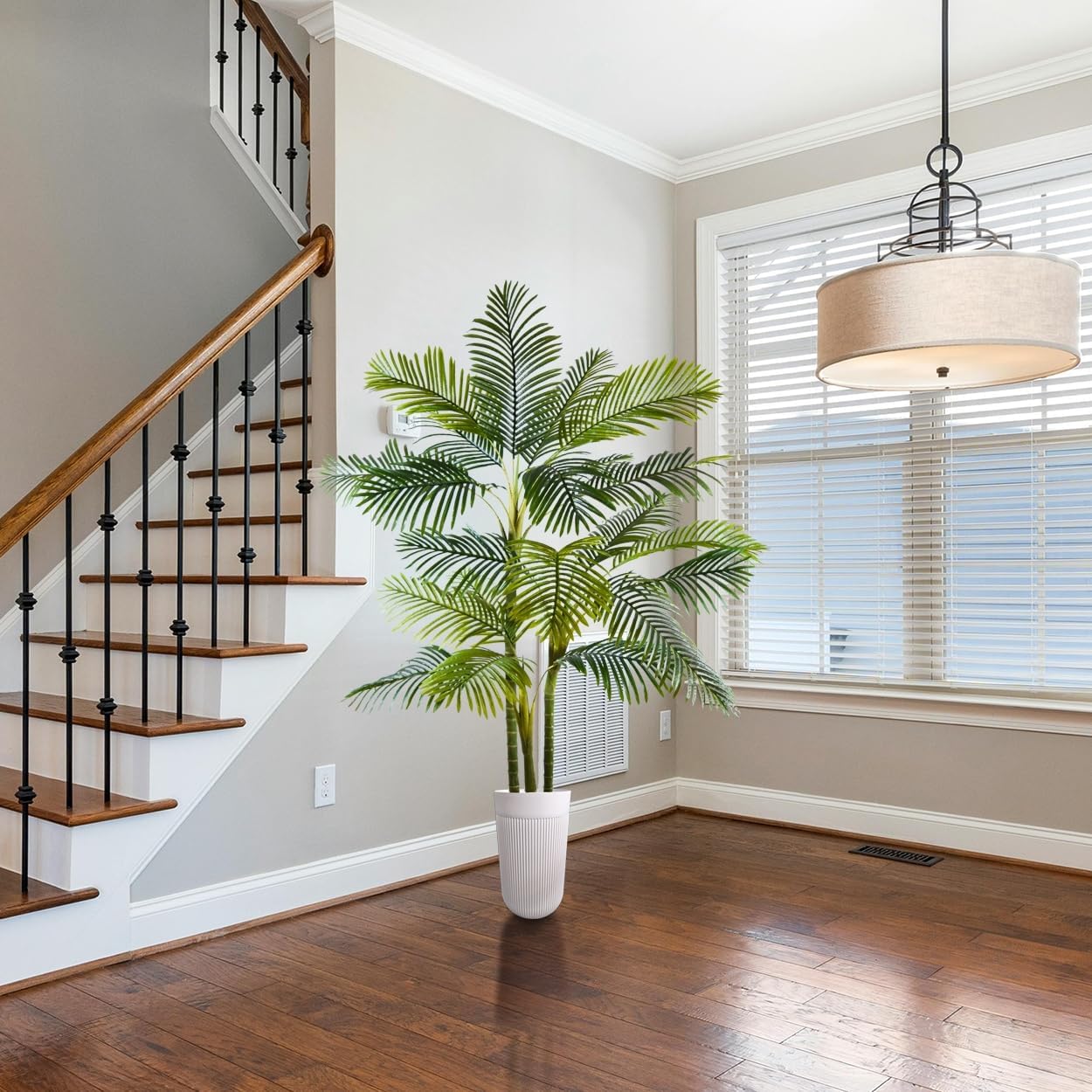 Warmplants Artificial Ficus Tree, 7ft Silk Fake Ficus Leaves Plant with Basket, Indoor Outdoor Faux Green Tree for Home Garden Office House Livingroom Décor
