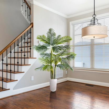 Warmplants Artificial Ficus Tree, 7ft Silk Fake Ficus Leaves Plant with Basket, Indoor Outdoor Faux Green Tree for Home Garden Office House Livingroom Décor