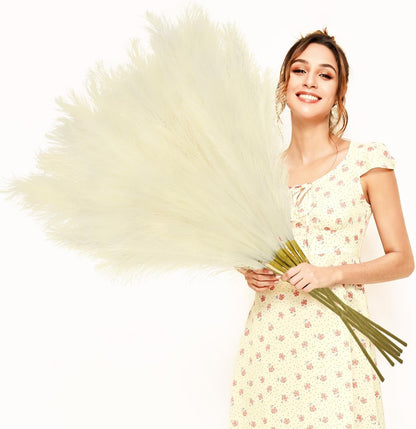 obbsie 50pcs Pink Faux Pampas Grass Decor, 21.6" Short Artificial Floral Branches Vase Filler Flower Arrangement for Home Wedding Boho Outdoor Decor