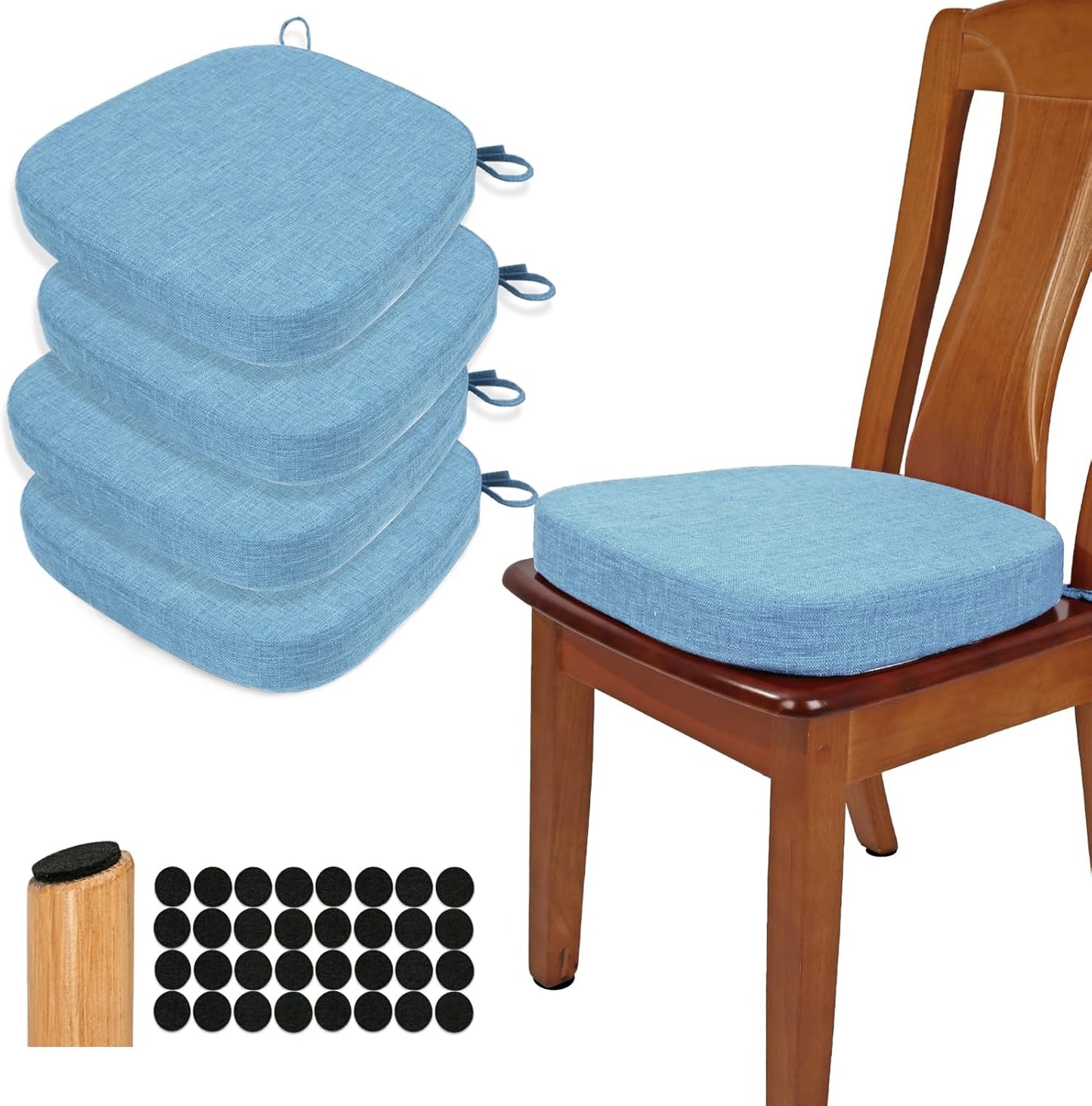 BUYUE Thickened 2.5" Friendly Woven Fabric Dining Chair Cushion, U-Shape High Density Foam Comfortable Chair Pad for Kitchen, Slip Resistant Indoor Seat Cushion (1 Piece, Dark Gray)
