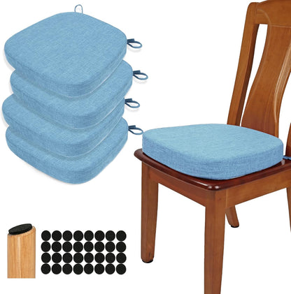 BUYUE Thickened 2.5" Friendly Woven Fabric Dining Chair Cushion, U-Shape High Density Foam Comfortable Chair Pad for Kitchen, Slip Resistant Indoor Seat Cushion (1 Piece, Dark Gray)