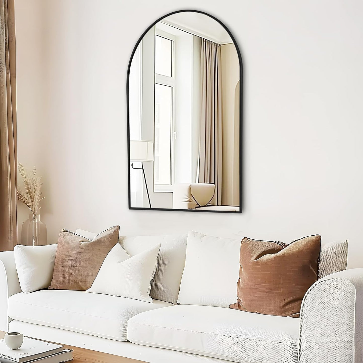 Fabuday Black Arch Bathroom Mirror for Wall - 20x28 Arched Mirror for Over Sink, Metal Framed Mirror for Hanging in Living Room, Bedroom, Entryway, Hallway