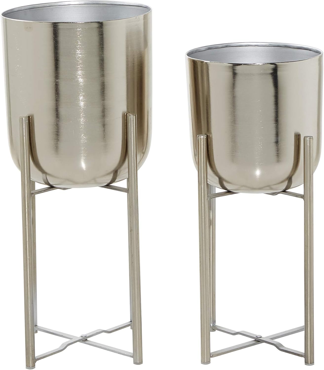 CosmoLiving by Cosmopolitan Metal Indoor Outdoor Planter Dome Large Planter Pot with Removable Stand, Set of 2 Planters 19", 22"H, Gold