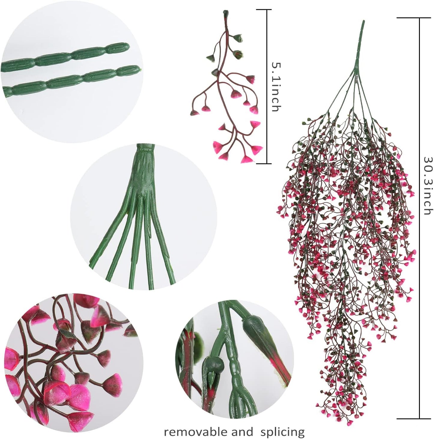 RECUTMS Fake Hanging Plants Artificial Ferns for Outdoor Hanging Faux Plants Vine Ivy Faux Fern Hanging Vines Wall Plants for Home Garden Party Wedding Decor (White 4P)