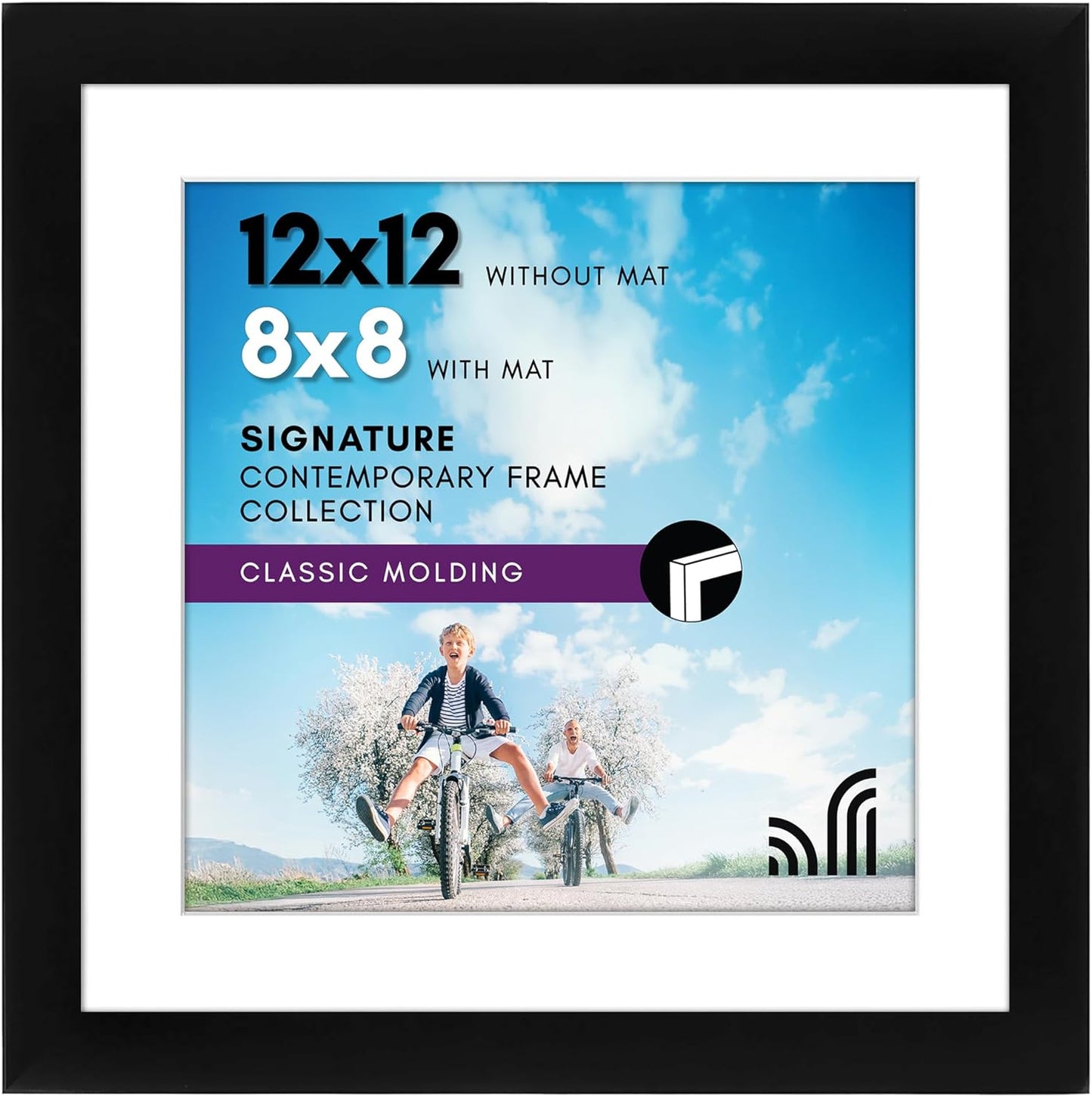 Americanflat 8x10 Picture Frame with Shatter-Resistant Glass - Use as 5x7 Frame with Mat or Display 8x10 Photo Without Mat - Signature Collection - Picture Frames for Tabletop and Wall Display - Black