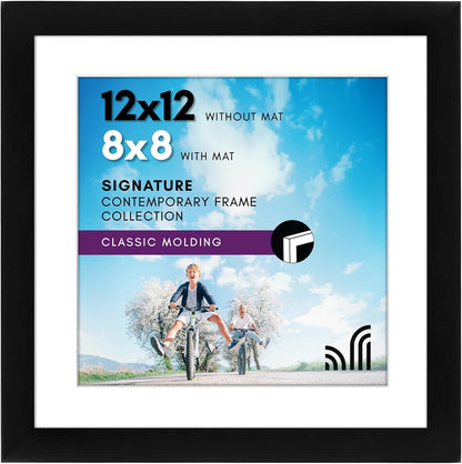 Americanflat 8x10 Picture Frame with Shatter-Resistant Glass - Use as 5x7 Frame with Mat or Display 8x10 Photo Without Mat - Signature Collection - Picture Frames for Tabletop and Wall Display - Black