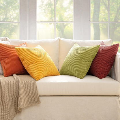 MIULEE Boho Farmhouse Sage Green Throw Pillow Covers 18x18 Inch Set of 4 Mordern Nordic Cushion Covers Soft Corduroy Spring Home Decor for Couch Bed Sofa Living Room Forest Green