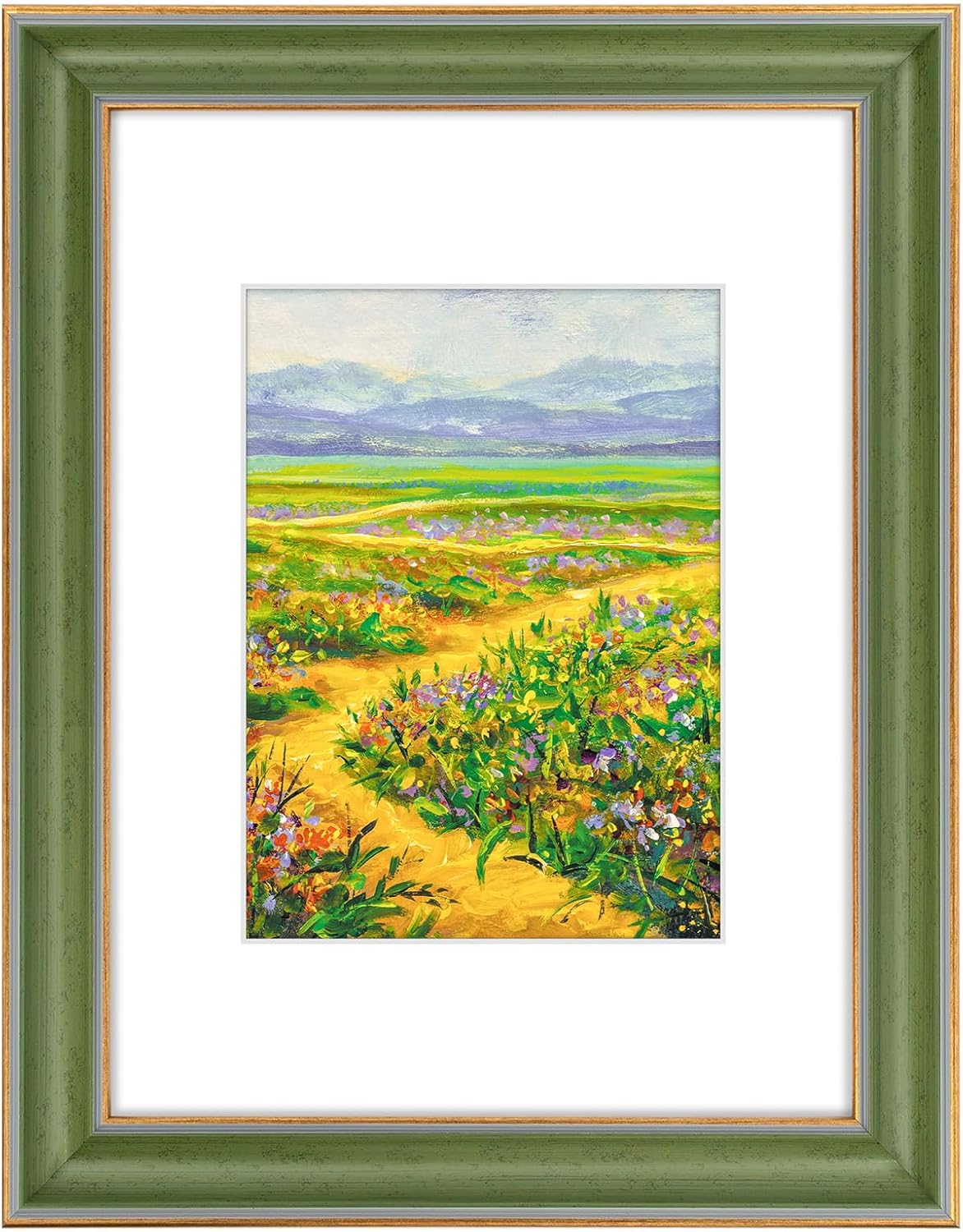 Golden State Art, 11x14 Photo Frame with Mat for Pictures 8x10 and Real Glass (Dark Gold Brown & Bronze Pewter Panel with White Color Mat, 1.25 Inch Frame Border)