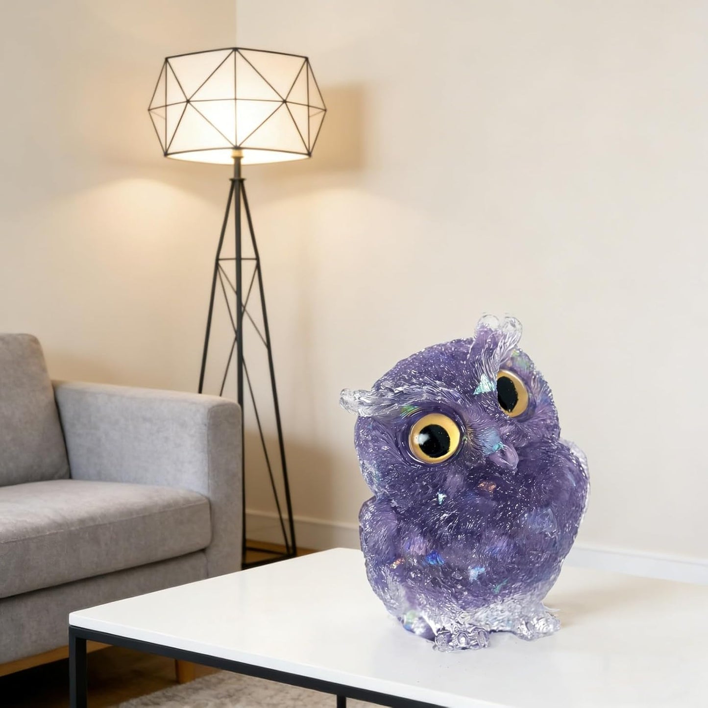 OwMell Owl Statue Tumbled Stone Gemstone Owl Figurine Home Decor Shelf Decor 2.5" - Turquoise