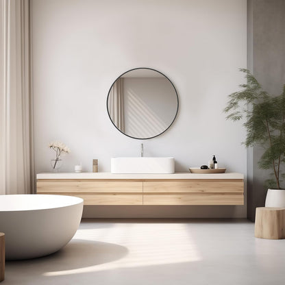 NEWBULIG 20IN Round Bathroom Wall Mirror, Modern Vanity Mirrors for Over Sink, HD Glass Decorative for Entryway, Bedroom & Living Room, Gold