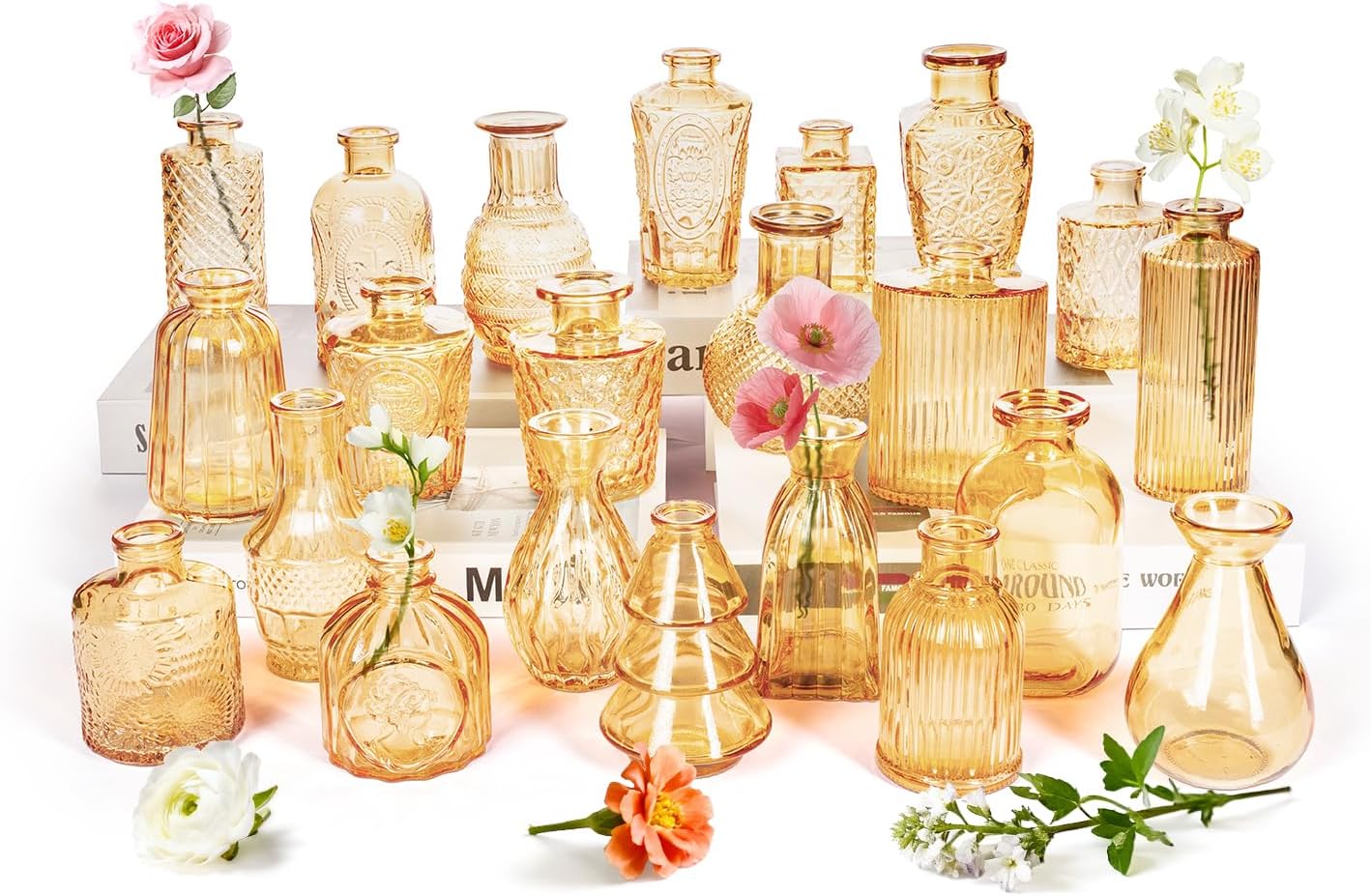 Clear Glass Bud Vase Set of 12 Pcs,Small Bud Vases in Bulk,Glass Crystal Flower Vases Table Centerpieces for Party Event Wedding Decor Baby Shower Decorations (Clear, 12 Pcs)