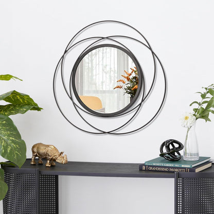 Gold Sunburst Mirrors for Wall Decorative Metal Round Art Mirrors Large Wall Decor Hanging Mirror for Bathroom Bedroom Living Room Vanity Entryway 16"