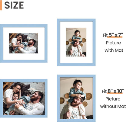 upsimples 11x14 Picture Frame Set of 5, Display Pictures 8x10 with Mat or 11x14 Without Mat, Wall Gallery Photo Frames, Black