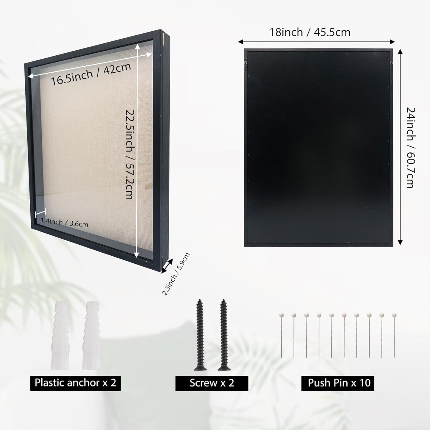 GraduationMall 13x16 Wood Shadow Box Frame Glass Door Display Case with Linen Back and 6 Stick Pins,1.5 inches Interior Depth,Ideal for Memorabilia Pictures Flowers Medals Tickets Rustic White
