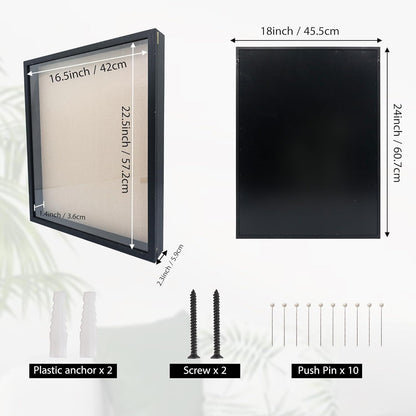 GraduationMall 13x16 Wood Shadow Box Frame Glass Door Display Case with Linen Back and 6 Stick Pins,1.5 inches Interior Depth,Ideal for Memorabilia Pictures Flowers Medals Tickets Rustic White