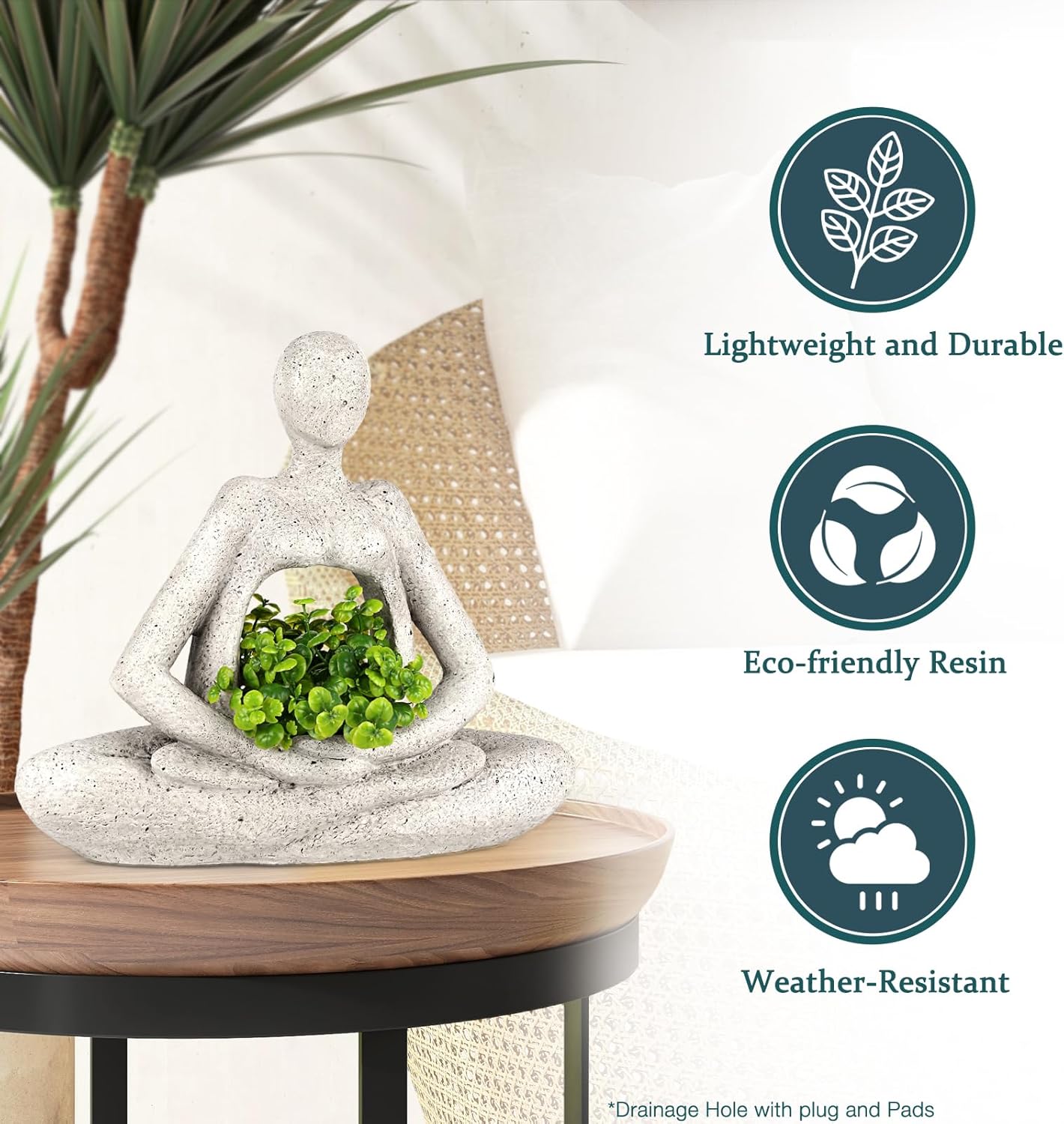 Large Planters for Outdoor Indoor Plants Head Face Planter Pot Unique Succulent Planters Flower Vase with Drainage Hole New Life